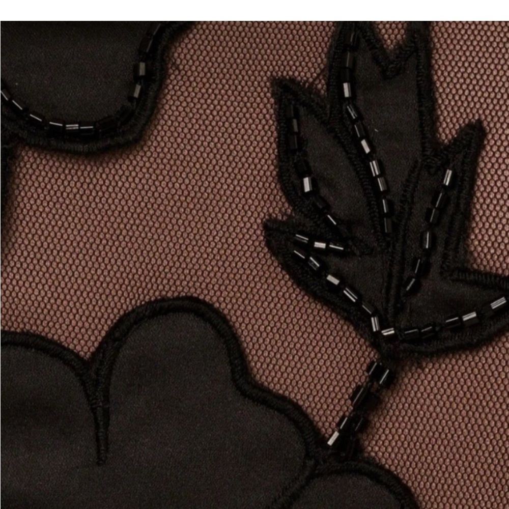 Adrianna Papell Off Shoulder Black Floral Nude Mesh Illusion Gown NWT SZ 2 GALA - Picture 7 of 13